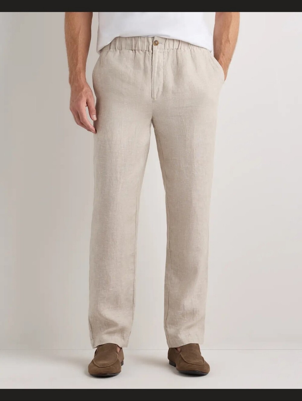 Quince Men's 100% Linen Drawstring Beach Pants Driftwood L/30 NWOT